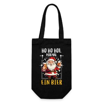 Weihnachtsmann Bier Saufen Alkohol Weihnachten - Geschenkbeutel für Flaschen - Schwarz - Vorne