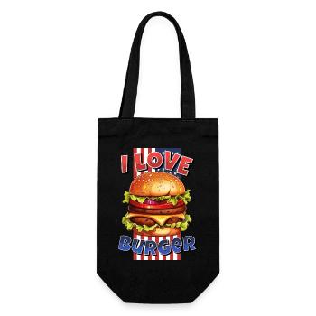 I Love Burger Hamburger Cheeseburger Fast Food USA - Gift Bag for Bottles - black - Front