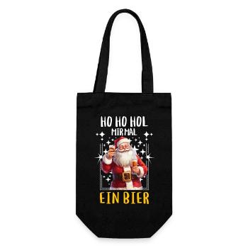 Weihnachtsmann Bier Saufen Alkohol Weihnachten - Geschenkbeutel für Flaschen - Schwarz - Vorne
