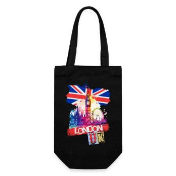 London England City Skyline Big Ben Colorful Splash - Gift Bag for Bottles - black - Front