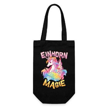 Einhorn Magie Regenbogen Schloss Bunt Fantasie - Geschenkbeutel für Flaschen - Schwarz - Vorne