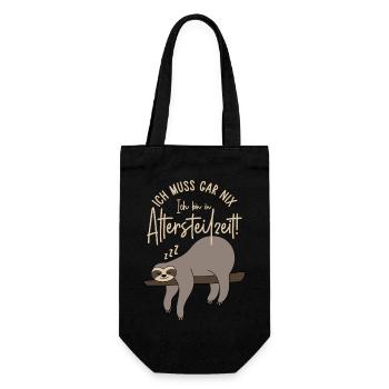 Ich muss gar nix Ich bin in Altersteilzeit - Geschenkbeutel für Flaschen - Schwarz - Vorne
