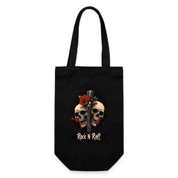Rock N Roll Skull Electric Guitar Rose Music Rocker - Gift Bag for Bottles - black - Front