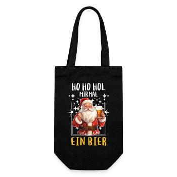 Weihnachtsmann Bier Saufen Alkohol Weihnachten - Geschenkbeutel für Flaschen - Schwarz - Vorne