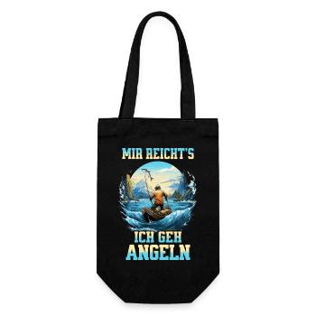Fishing Angler Boat Water Fish Nature Mountains - Gift Bag for Bottles - black - Front