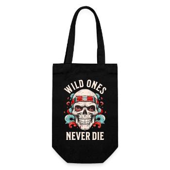 Totenkopf Totenschädel Skelett Motorrad Biker Gang - Geschenkbeutel für Flaschen - Schwarz - Vorne