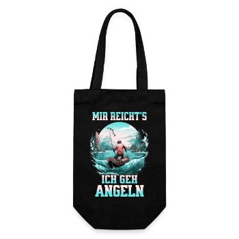 Fishing Angler Boat Water Fish Nature Mountains - Gift Bag for Bottles - black - Front