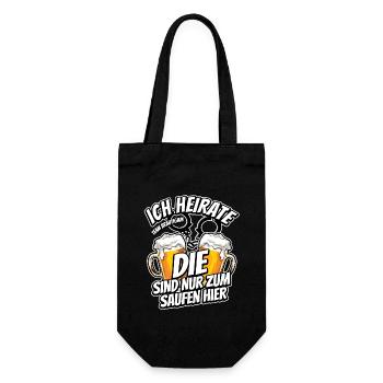 JGA Junggesellenabschied - Ich heirate - Saufen - Geschenkbeutel für Flaschen - Schwarz - Vorne