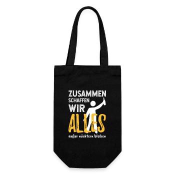 Zusammen alles außer nüchtern - Saufen - Spruch - Geschenkbeutel für Flaschen - Schwarz - Vorne