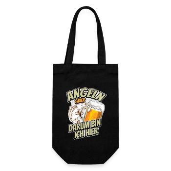 Angeln & Bier - darum bin ich hier - Karpfen - Geschenkbeutel für Flaschen - Schwarz - Vorne