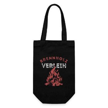 Brennholz Verleih - Ironie - Spruch - Geschenkbeutel für Flaschen - Schwarz - Vorne