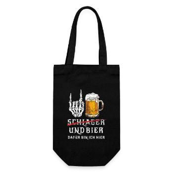 Schlager und Bier - Dafür bin ich hier - Metal - Geschenkbeutel für Flaschen - Schwarz - Vorne