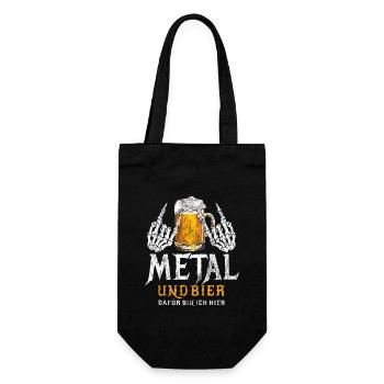 Metal und Bier Musik - Skelett - Totenkopf - Geschenkbeutel für Flaschen - Schwarz - Vorne