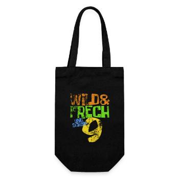 Wild & frech und schon 9 Geburtstag Geschenk - Geschenkbeutel für Flaschen - Schwarz - Vorne