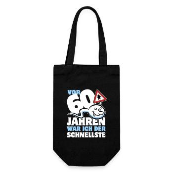 Vor 60 Jahren war ich der Schnellste - Geschenk - Geschenkbeutel für Flaschen - Schwarz - Vorne