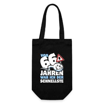 Vor 66 Jahren war ich der Schnellste - Geschenk - Geschenkbeutel für Flaschen - Schwarz - Vorne