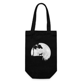 Vollmond - Nacht - Pinscher Hund Silhouette - Geschenkbeutel für Flaschen - Schwarz - Vorne