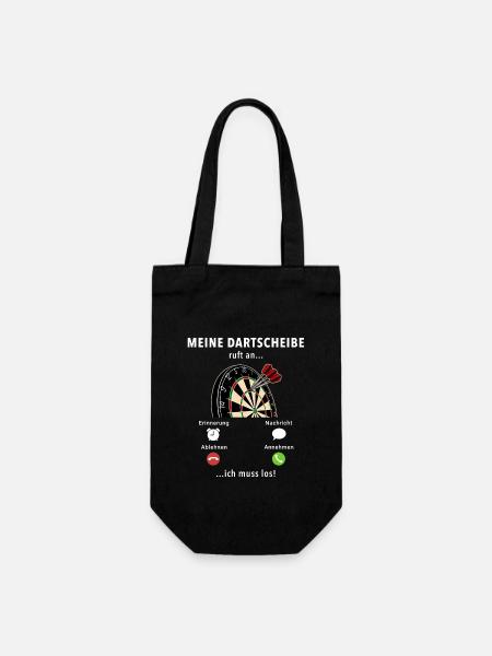 Meine Dartscheibe ruft an - ich muss los - Spruch - Geschenkbeutel für Flaschen - Schwarz
