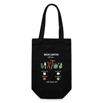 Mein Garten ruft an - ich muss los - Spruch - Geschenkbeutel für Flaschen - Schwarz - Vorne