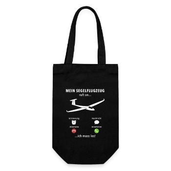 Mein Segelflugzeug ruft an - ich muss los - Spruch - Geschenkbeutel für Flaschen - Schwarz - Vorne