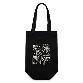 Soleil au cœur - Aventure en tête, Voyage vintage - Sac à bouteille - noir - Devant