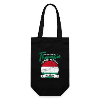Ich brauch keine Therapie ich muss nur nach Ungarn - Geschenkbeutel für Flaschen - Schwarz - Vorne