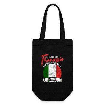 Ich brauche keine Therapie ich muss nach Italien - Geschenkbeutel für Flaschen - Schwarz - Vorne
