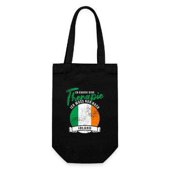 Ich brauche keine Therapie ich muss nach Irland - Geschenkbeutel für Flaschen - Schwarz - Vorne
