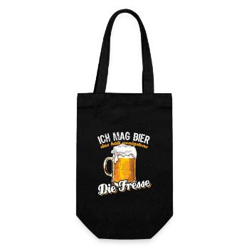 Ich mag Bier das hält wenigstens die Fresse Spruch - Geschenkbeutel für Flaschen - Schwarz - Vorne