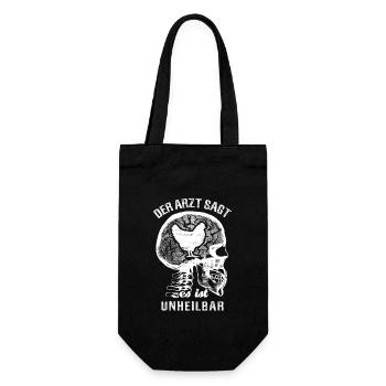 Der Arzt sagt es ist unheilbar - Huhn - Geschenkbeutel für Flaschen - Schwarz - Vorne