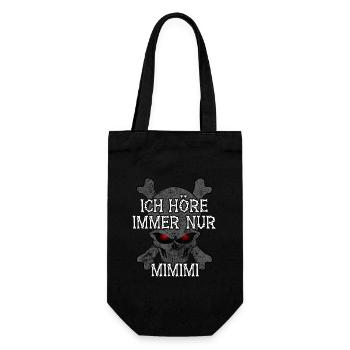 Ich höre immer nur Mimimi - Totenkopf Spruch - Geschenkbeutel für Flaschen - Schwarz - Vorne
