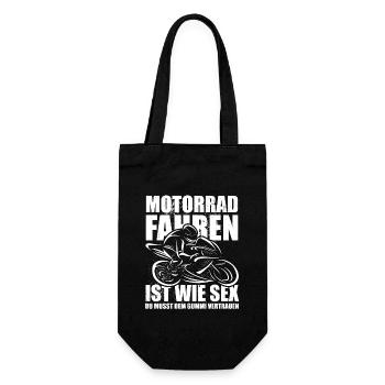 Motorrad fahren ist wie Sex - Biker Geschenk - Geschenkbeutel für Flaschen - Schwarz - Vorne