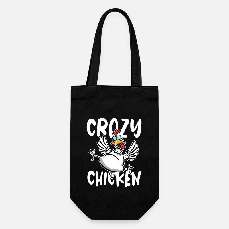 Crazy Chicken, Funny Chicken Cartoon - Gift Bag for Bottles - black