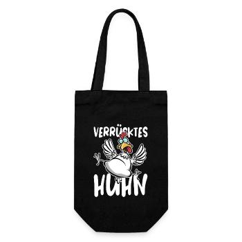 verrücktes Huhn, Hühnerfan, lustiges Huhn Cartoon - Geschenkbeutel für Flaschen - Schwarz - Vorne