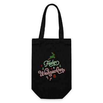 Frohe Weihnachten Ugly Christmas Sweater Geschenk - Geschenkbeutel für Flaschen - Schwarz - Vorne