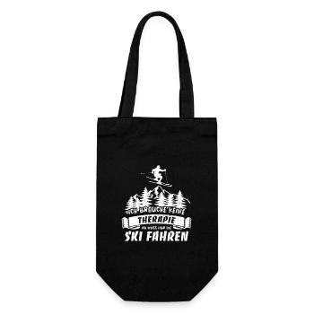 Ich brauche keine Therapie ich muss nur Ski fahren - Geschenkbeutel für Flaschen - Schwarz - Vorne