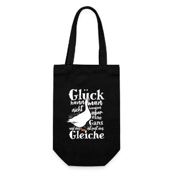 Glück kann man nicht kaufen - aber eine Gans - Geschenkbeutel für Flaschen - Schwarz - Vorne