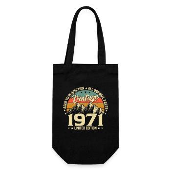 Zur Perfektion gereift 1971 53. Geburtstag Jahrgang - Geschenkbeutel für Flaschen - Schwarz - Vorne