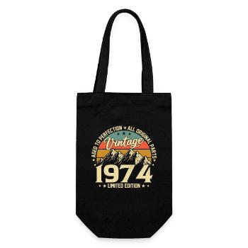Perfekt gereift 1974 50-jähriges Jubiläum Jahrgang - Geschenkbeutel für Flaschen - Schwarz - Vorne
