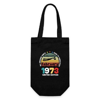 51 Jahre alt Baujahr 1973 Jahrgang Februar 1973 - Geschenkbeutel für Flaschen - Schwarz - Vorne