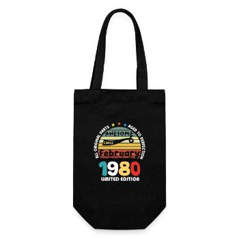 44 Years Old Made In 1980 Vintage February 1980 - Gift Bag for Bottles - black - Front