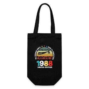 36 Jahre alt Baujahr 1988 Jahrgang Februar 1988 - Geschenkbeutel für Flaschen - Schwarz - Vorne