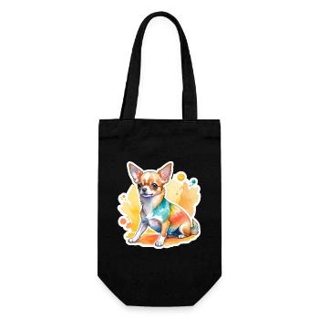 Chihuahua Wasserfarben - Geschenkbeutel für Flaschen - Schwarz - Vorne