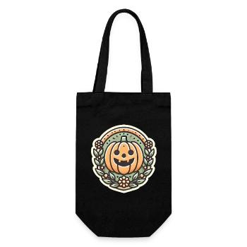 Vintage Halloween citrouille couronne badge - Sac à bouteille - noir - Devant