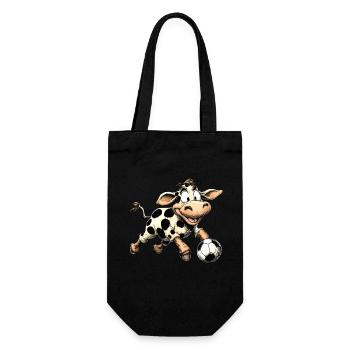 Kühe Fussball / Fussballer Kuh - Geschenkbeutel für Flaschen - Schwarz - Vorne