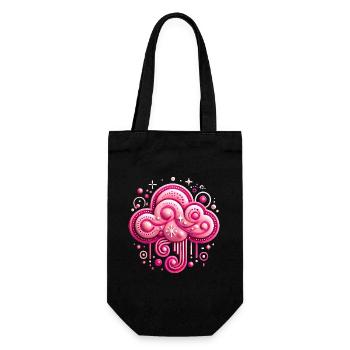Skurriles rosa Wolkendesign - Geschenkbeutel für Flaschen - Schwarz - Vorne