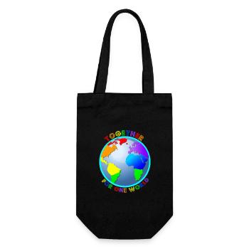 Déclaration: « Pour un seul monde » - Rainbow Colors - Sac à bouteille - noir - Devant