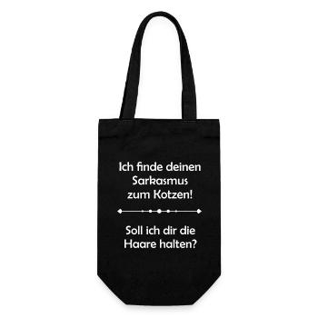 Ich finde deinen Sarkasmus zum Kotzen! - Geschenkbeutel für Flaschen - Schwarz - Vorne