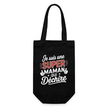 Super Mama, die rockt - Geschenkbeutel für Flaschen - Schwarz - Vorne