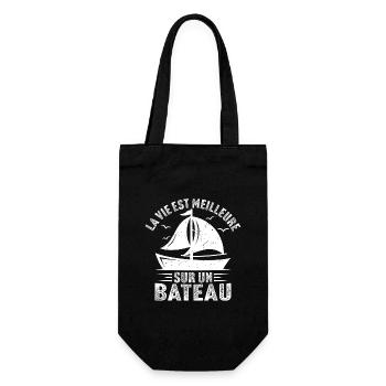la vie est meilleure sur un bateau - Sac à bouteille - noir - Devant